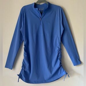 Coolibar Lawai Ruche UV Swim Shirt Sz Large UPF 50+ in Aura Blue Color Tol